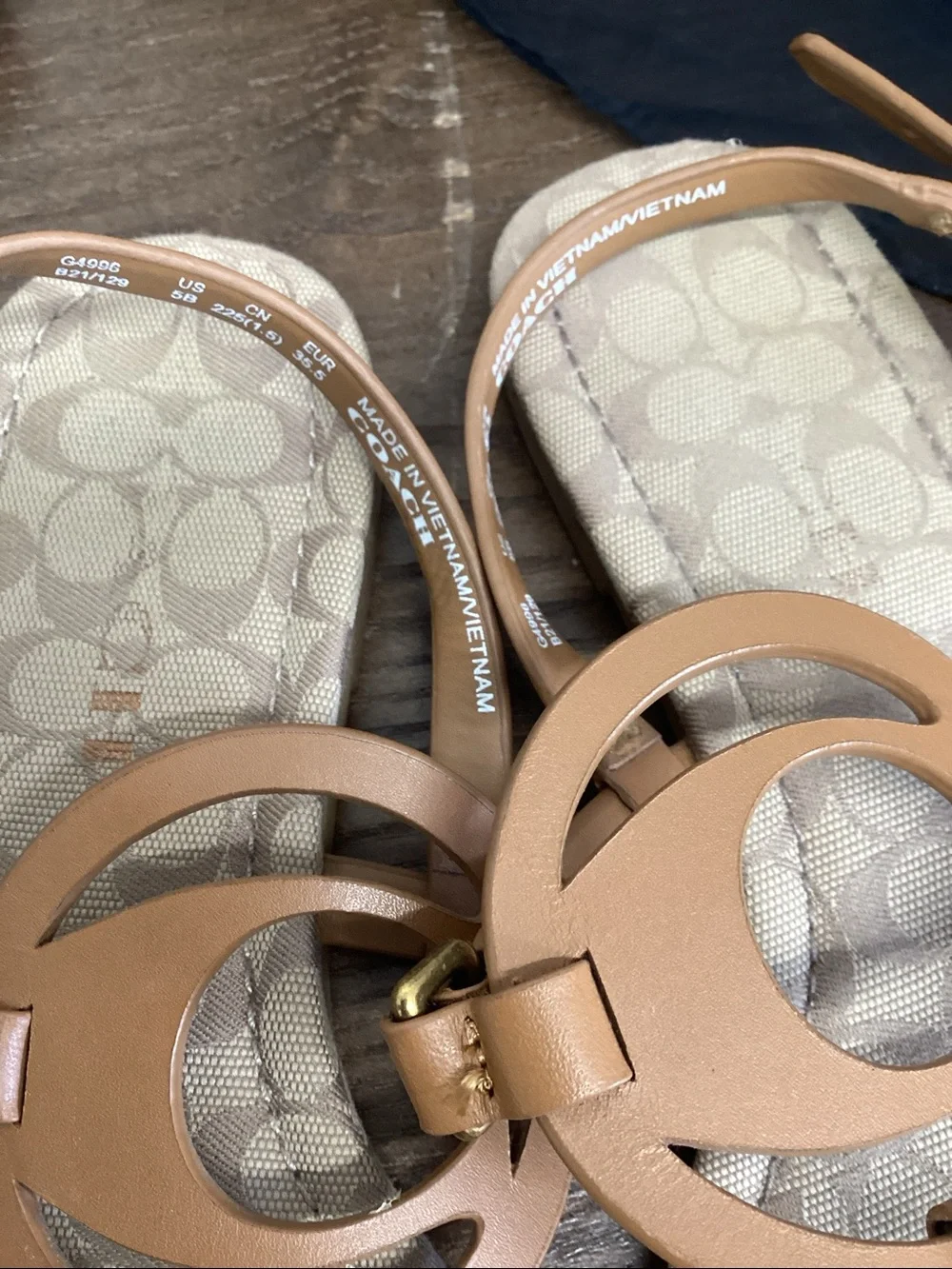 Coach Jeri Logo Leather Sandals.